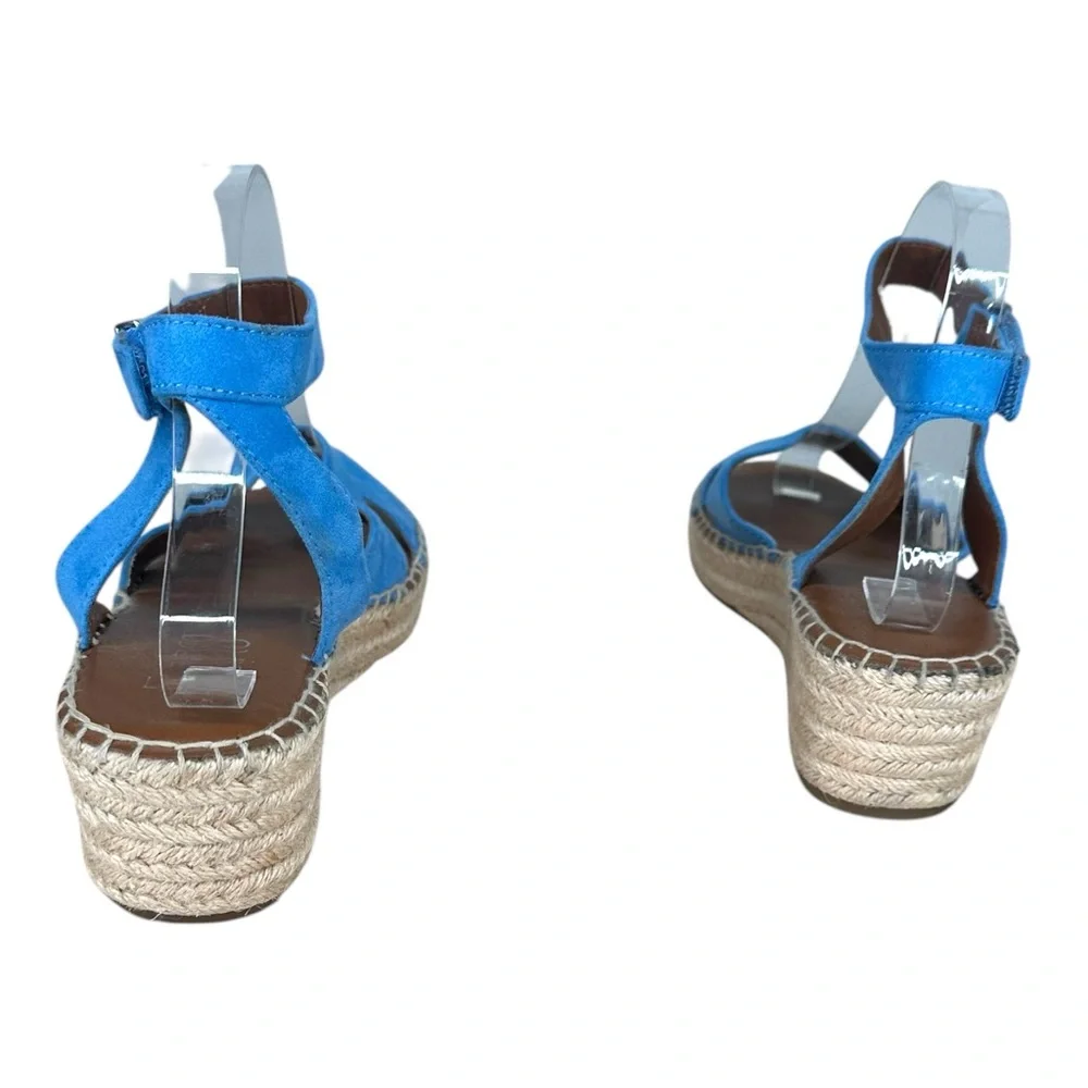 Franco Sarto Women’s 9M Penne Blue Strappy Sandals Espadrilles Colorful Heel